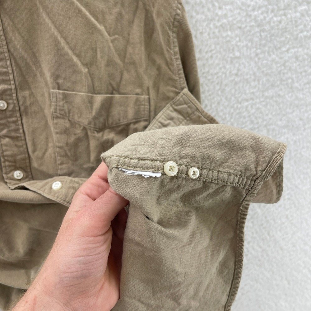 J Crew Shirt Mens Large Beige Corduroy Pinwale Outdoor Preppy Gorpcore Cabin - Picture 5 of 8